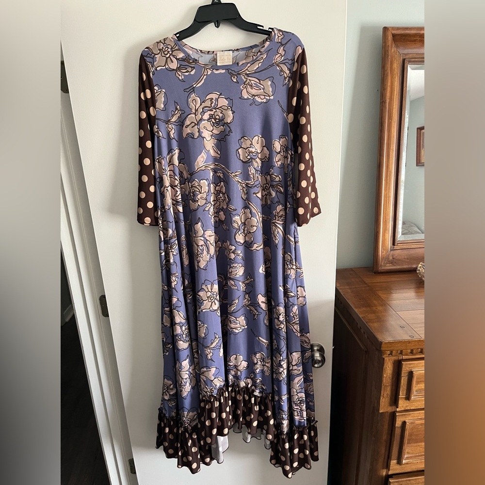 Zadie B’s Floral Maxi Dress with Polka-Dot Accents